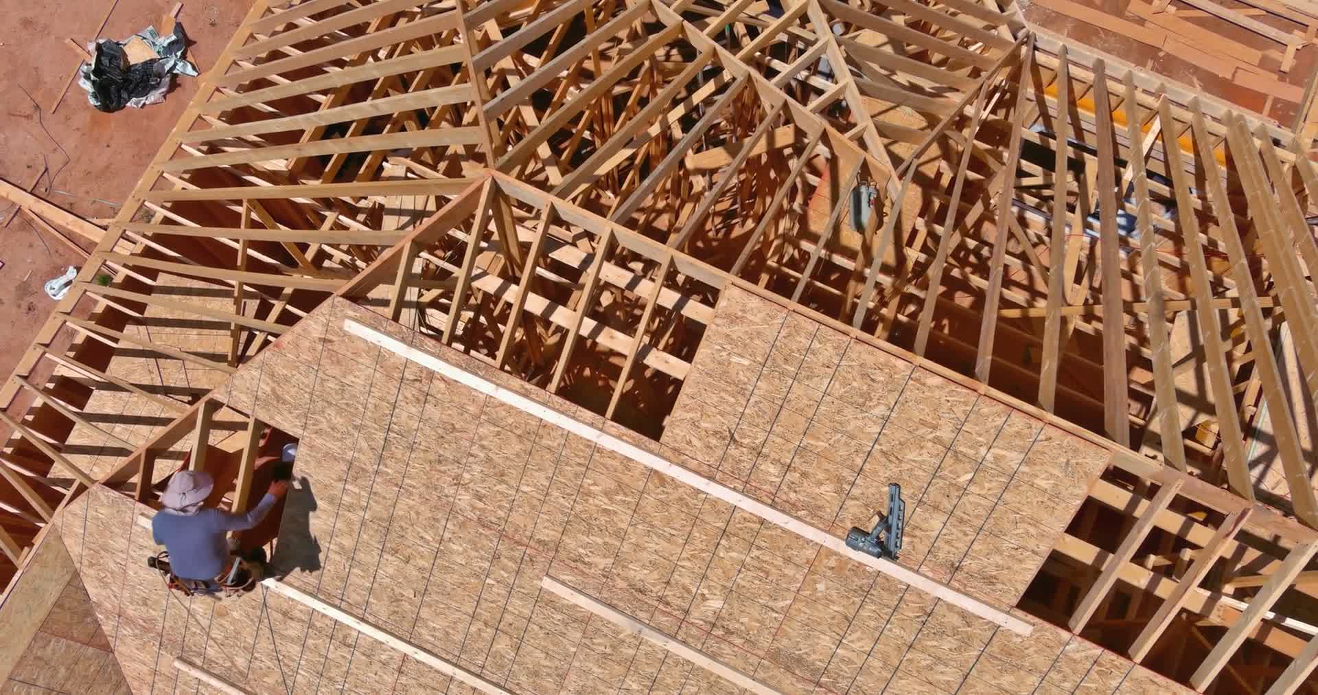 Roof framing in progress