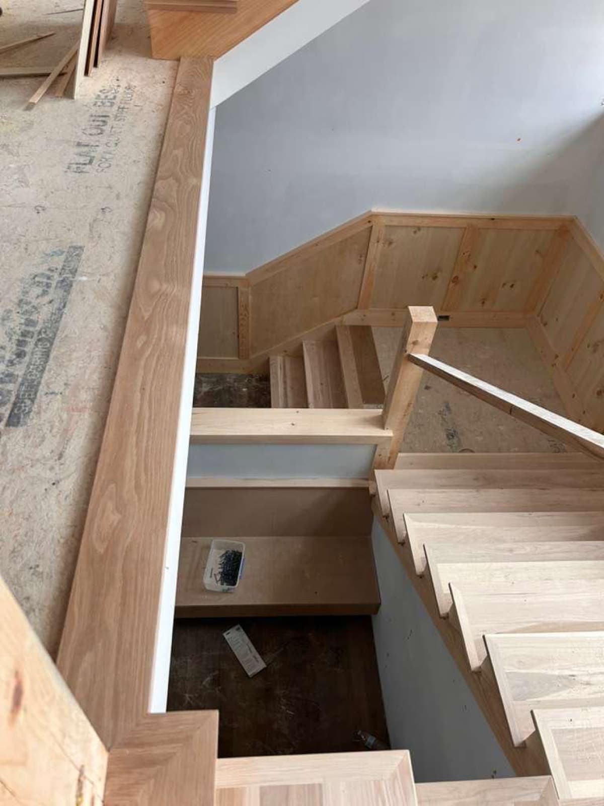 Interior stair framing in progress
